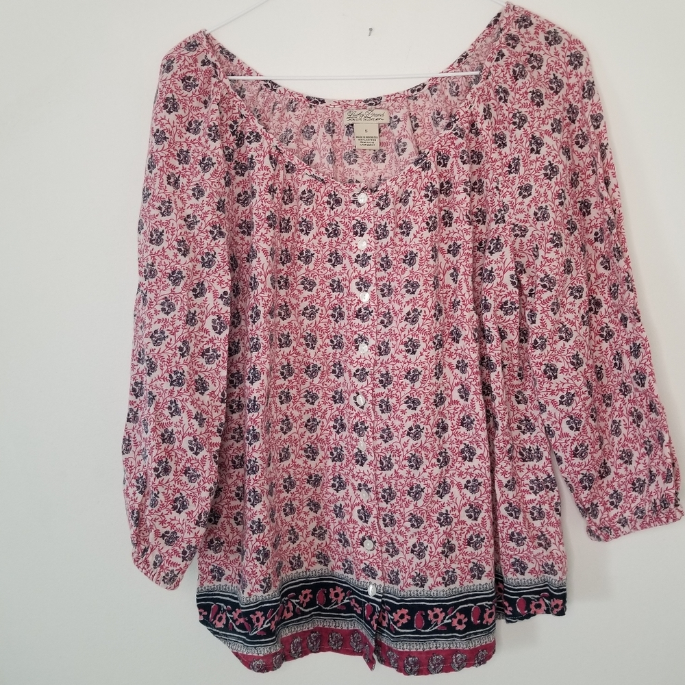 Lucky Brand S boho cotton peasant blouse